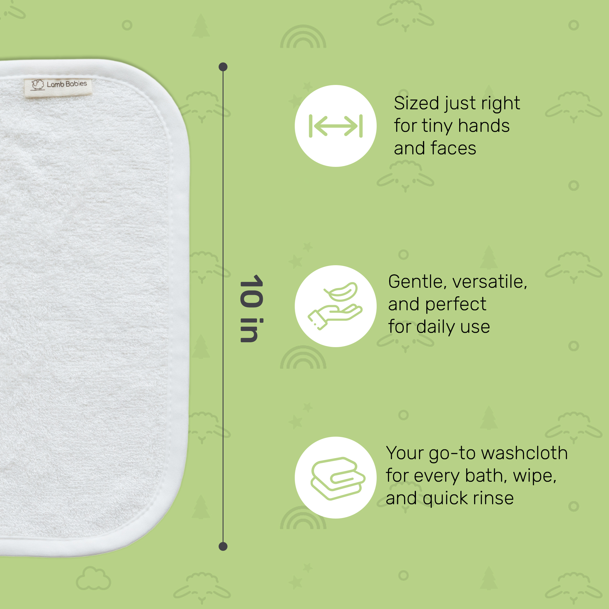 Lamb Babies white baby washcloths, photo 5