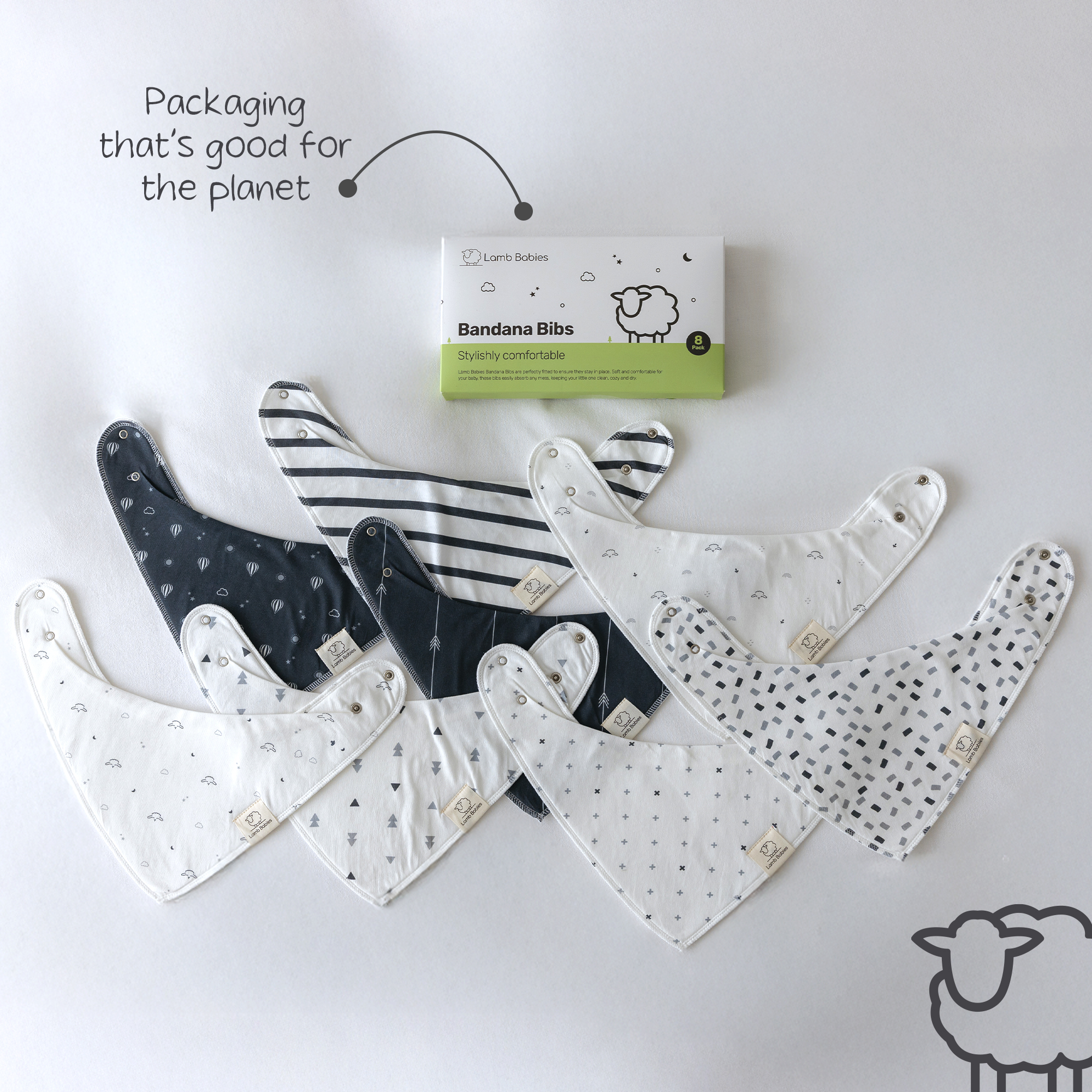 Lamb Babies pattern bandana bibs, photo 8